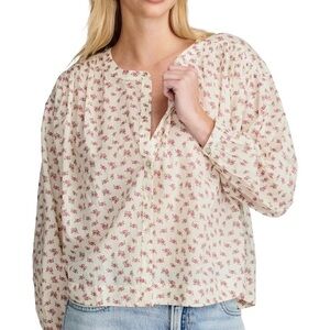 Lucky Brand Cream and Pink Floral Blouse